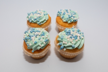 Cupcake blauw + print